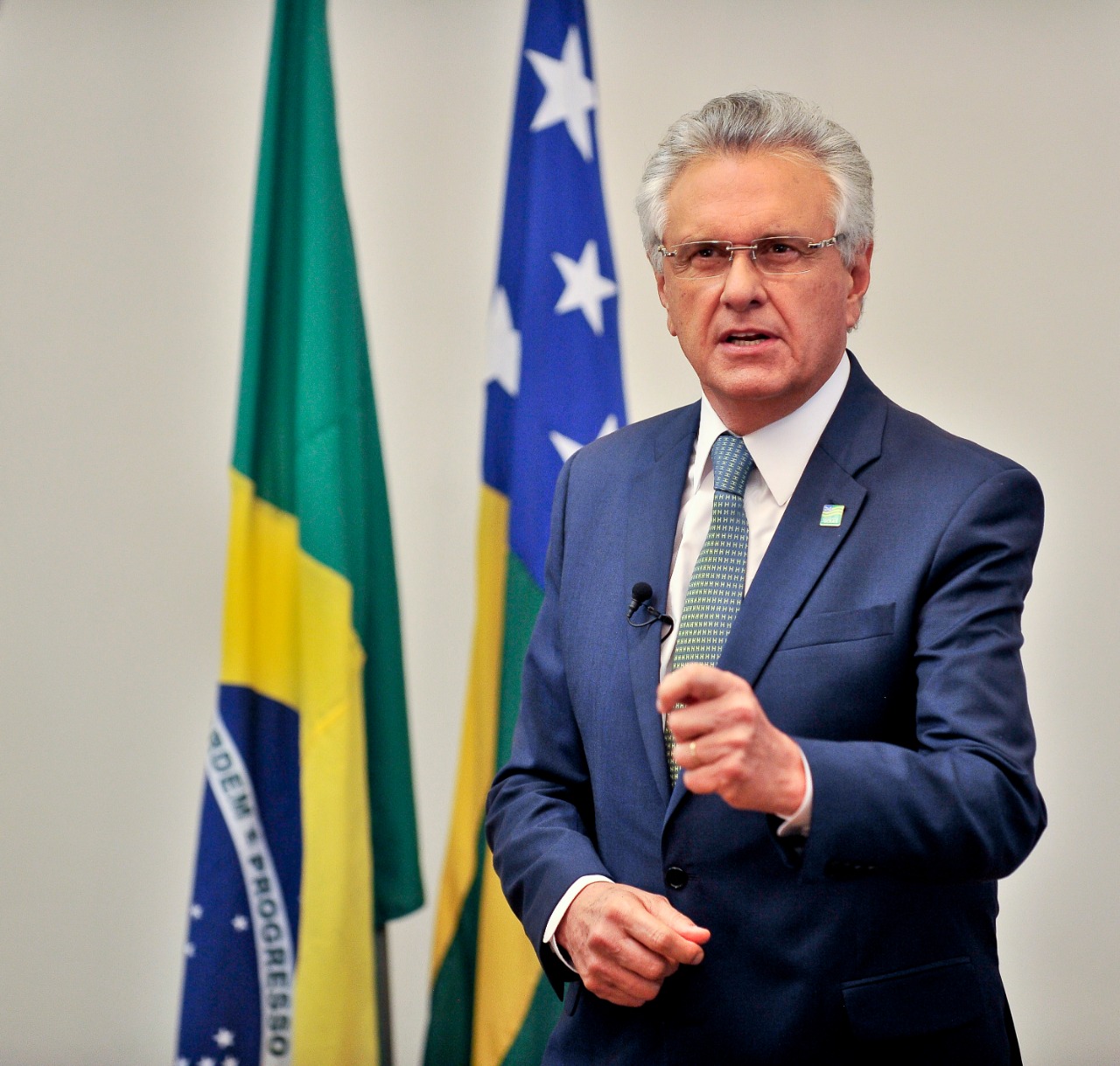 Governador Ronaldo Caiado, durante pronunciamento na desta sexta em radio, tv, site e demais veiculos de comunicação
