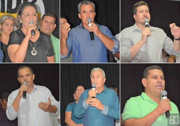 (Da esquerda para a direita, os pré-candidatos: Maria Rita, Nelci Cândido Ribeiro, Clelisson Fonseca, Gedean da Silva Ribeiro, Nelson Manoel da Silva e Cebio Nascimento).