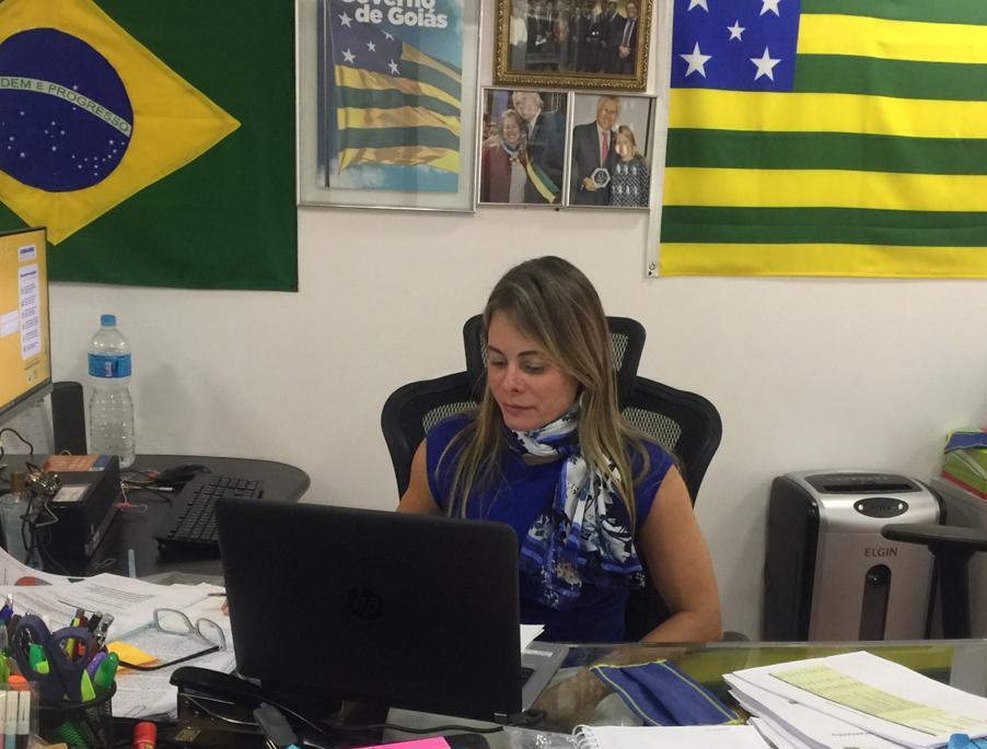 Cristiane Schmidt abriu a reunião virtual parabenizando a equipe da Secretaria da Economia, responsável pela elaboração do ProGoiás. (Reprodução/Secom Goiás)