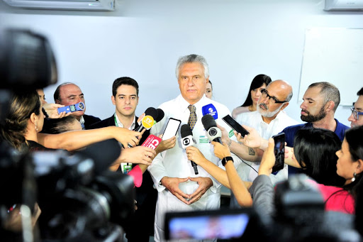 Governador Ronaldo Caiado participa de coletiva de imprensa. (Reprodução:Arquivo)