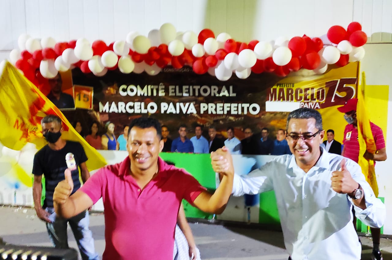 Marcelo Paiva e Flávio Pereira durante inauguração de comitê eleitoral (Reprodução / Sdnews)