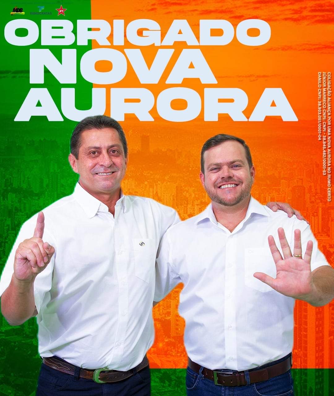 Junior e Danilo sairam vitoriosos na eleição deste ultimo domingo (Reprodução Sdnews)