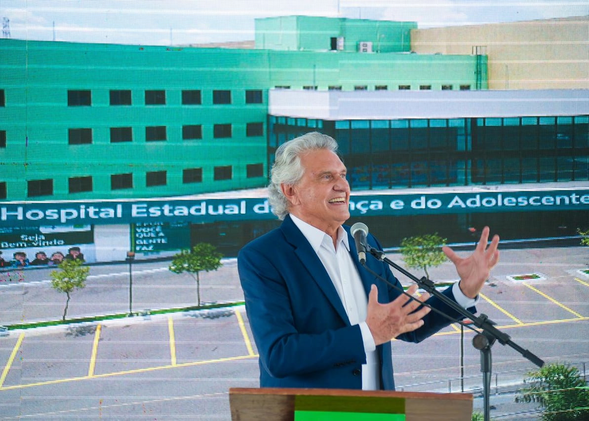 O governador Ronaldo Caiado durante entrega do Hospital Estadual da Criança e do Adolescente, em Goiânia