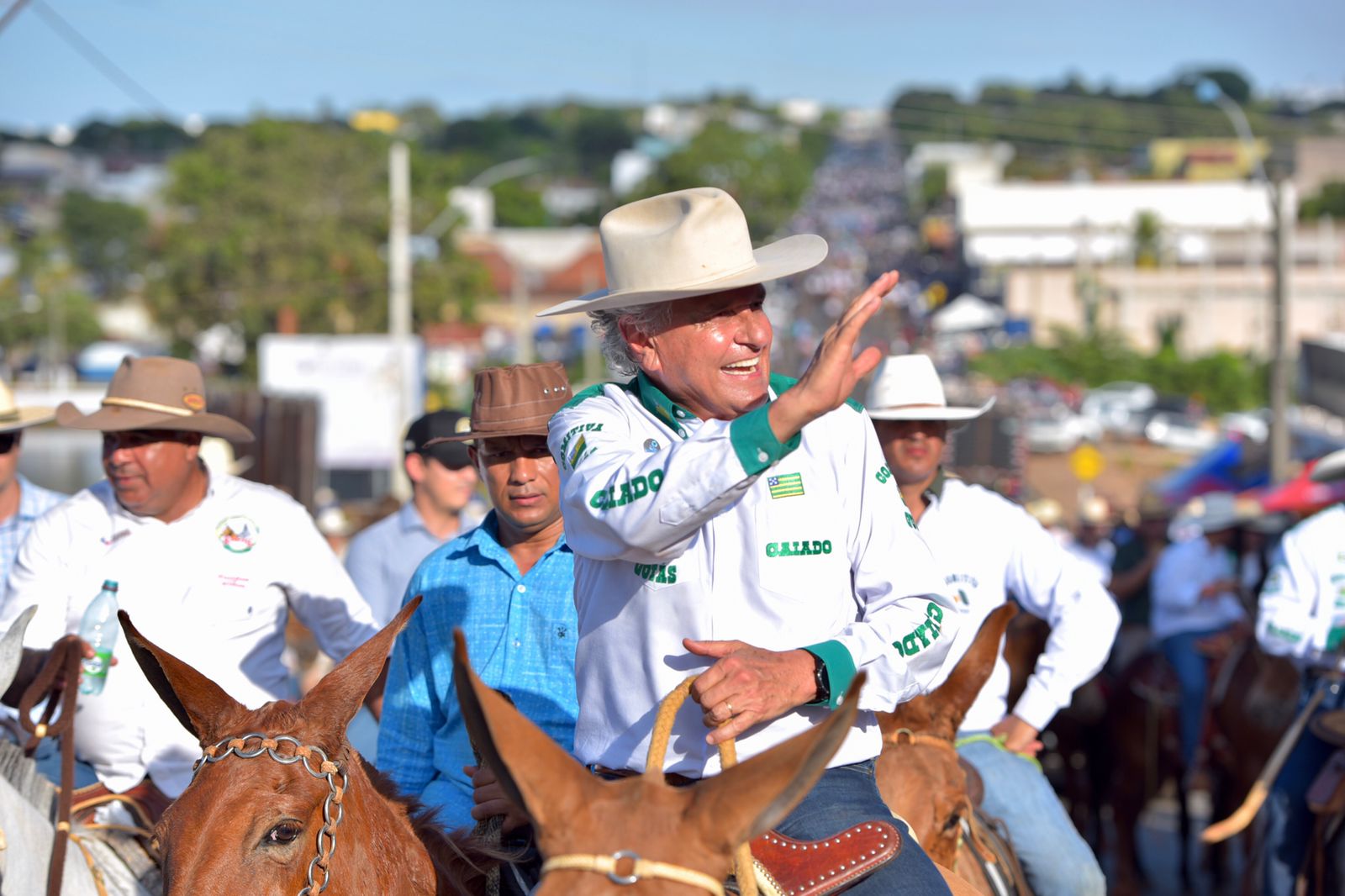 O governador Ronaldo Caiado durante o 14º Encontro Nacional de Muladeiros, em Iporá, quando foi lançado o Passaporte Equestre