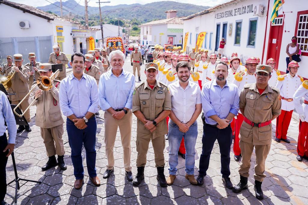 Governador Ronaldo Caiado durante a inauguração do 6º Comando Regional Bombeiro Militar, na cidade de Goiás