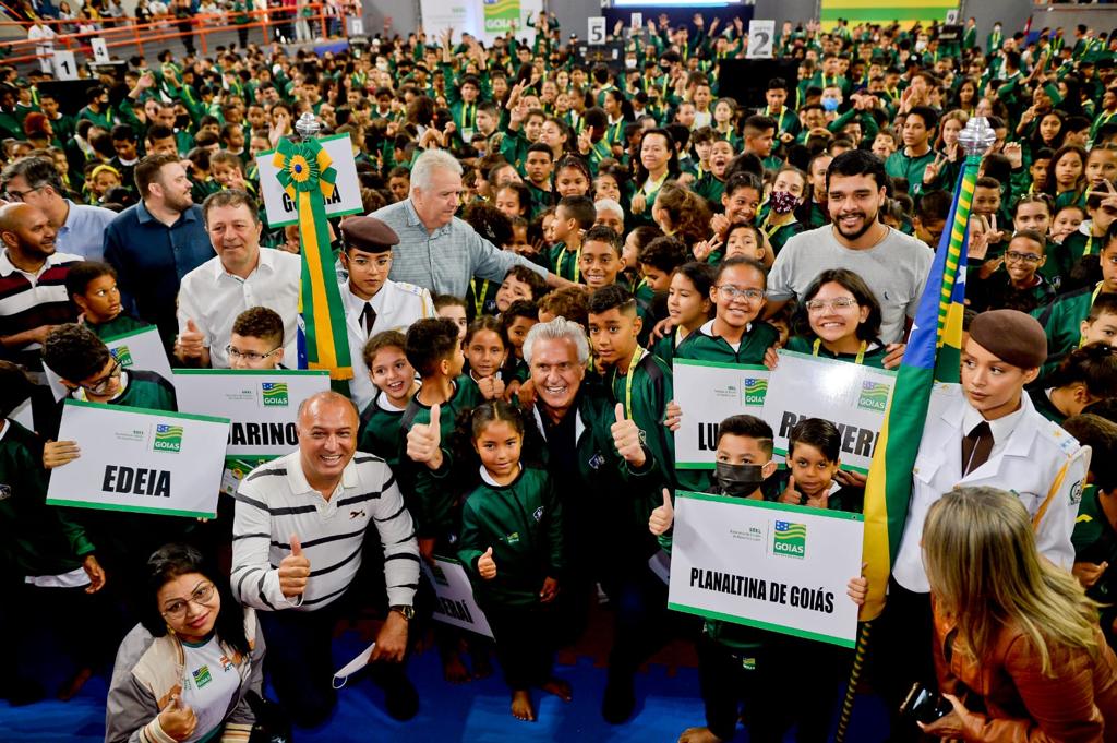 O governador Ronaldo Caiado durante a abertura do segundo dia da 1ª edição da Copa Construindo Campeões, em Goiânia 