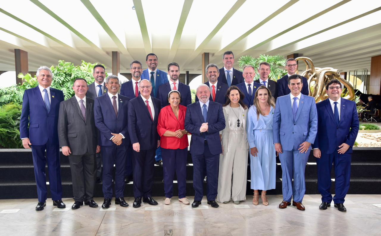 Governador Ronaldo Caiado durante primeiro encontro entre presidente Lula e os 27 governadores, realizado no Palácio do Planalto, em Brasília.