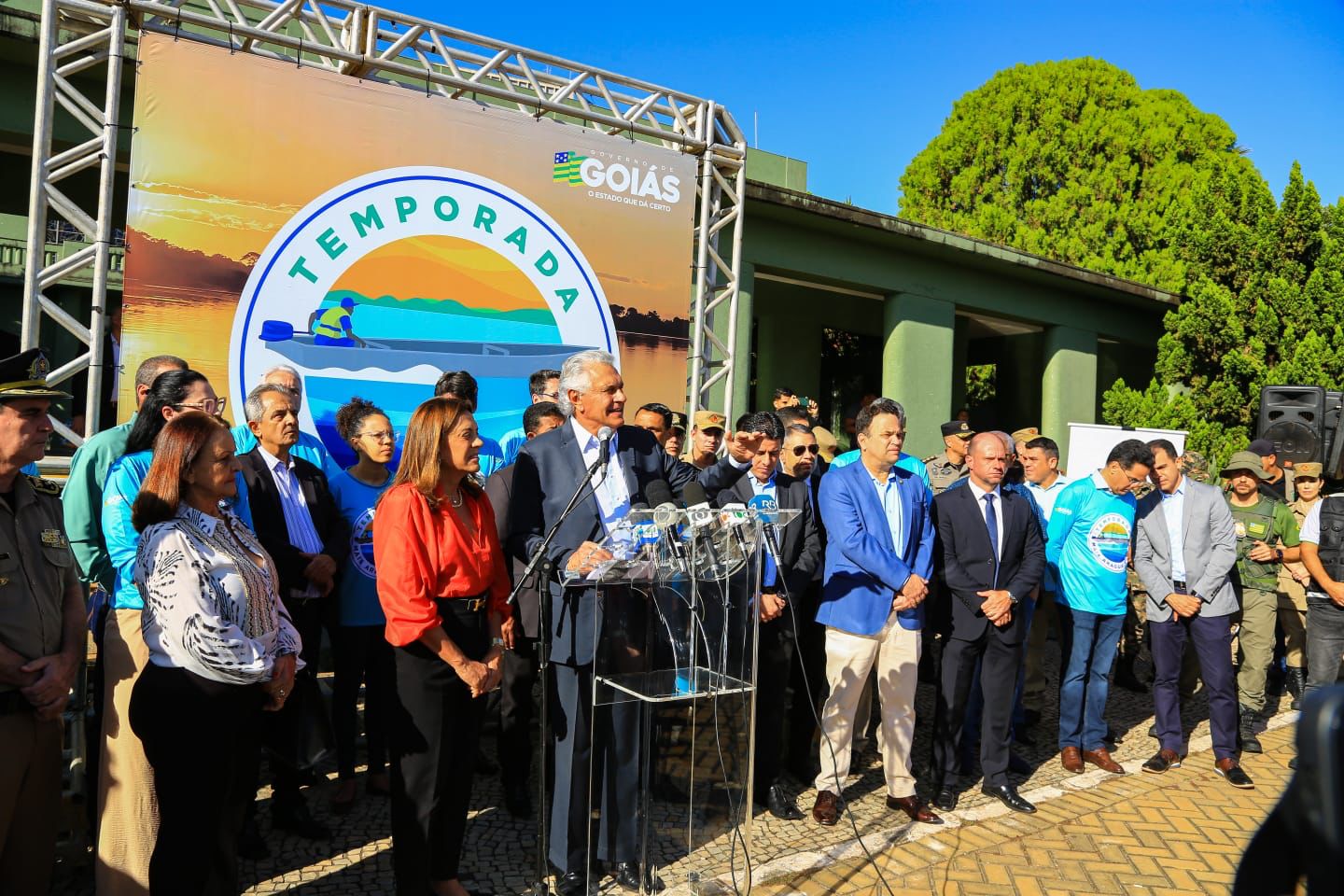 Ronaldo Caiado no lançamento da temporada do Araguaia de 2023: "nossa preocupação é resgatar aquilo que é mais emblemático, que é a beleza, o entardecer e as praias do Araguaia"