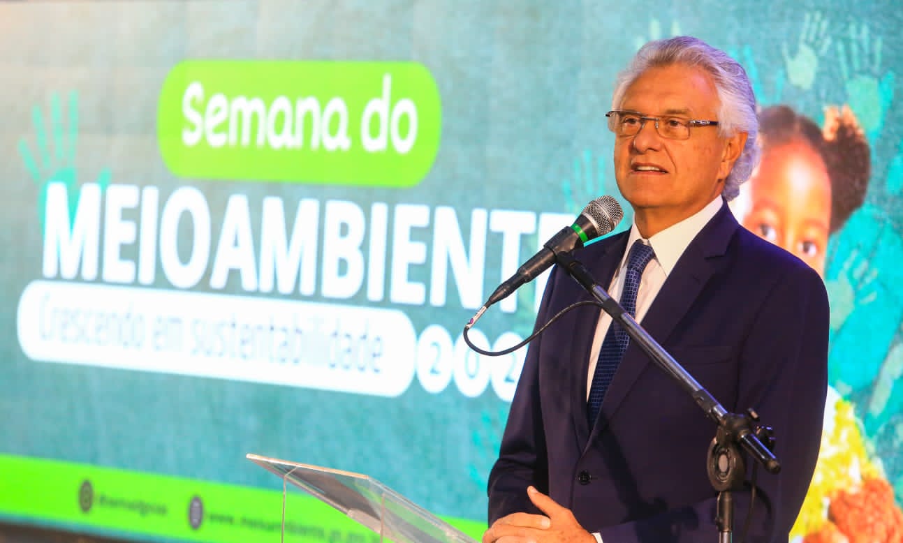 O governador Ronaldo Caiado abre a Semana do Meio Ambiente 2023. Evento promove palestras e ações de preservação com o tema "Crescimento com Sustentabilidade'