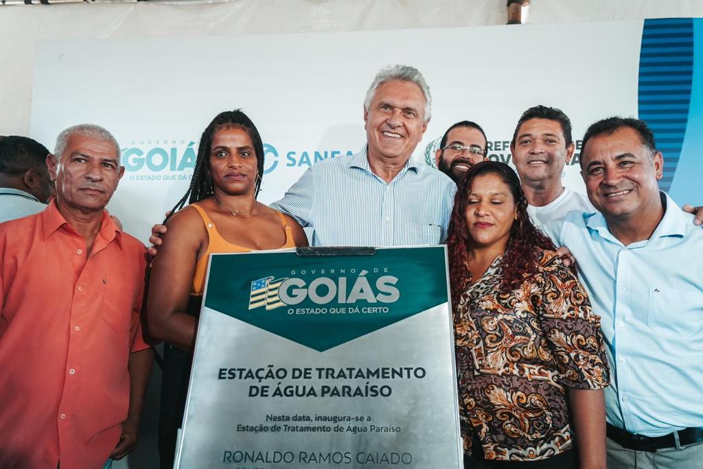 Governador Ronaldo Caiado durante inauguração dos novos sistemas de abastecimento de água tratada em Novo Gama, no Entorno do Distrito Federal 