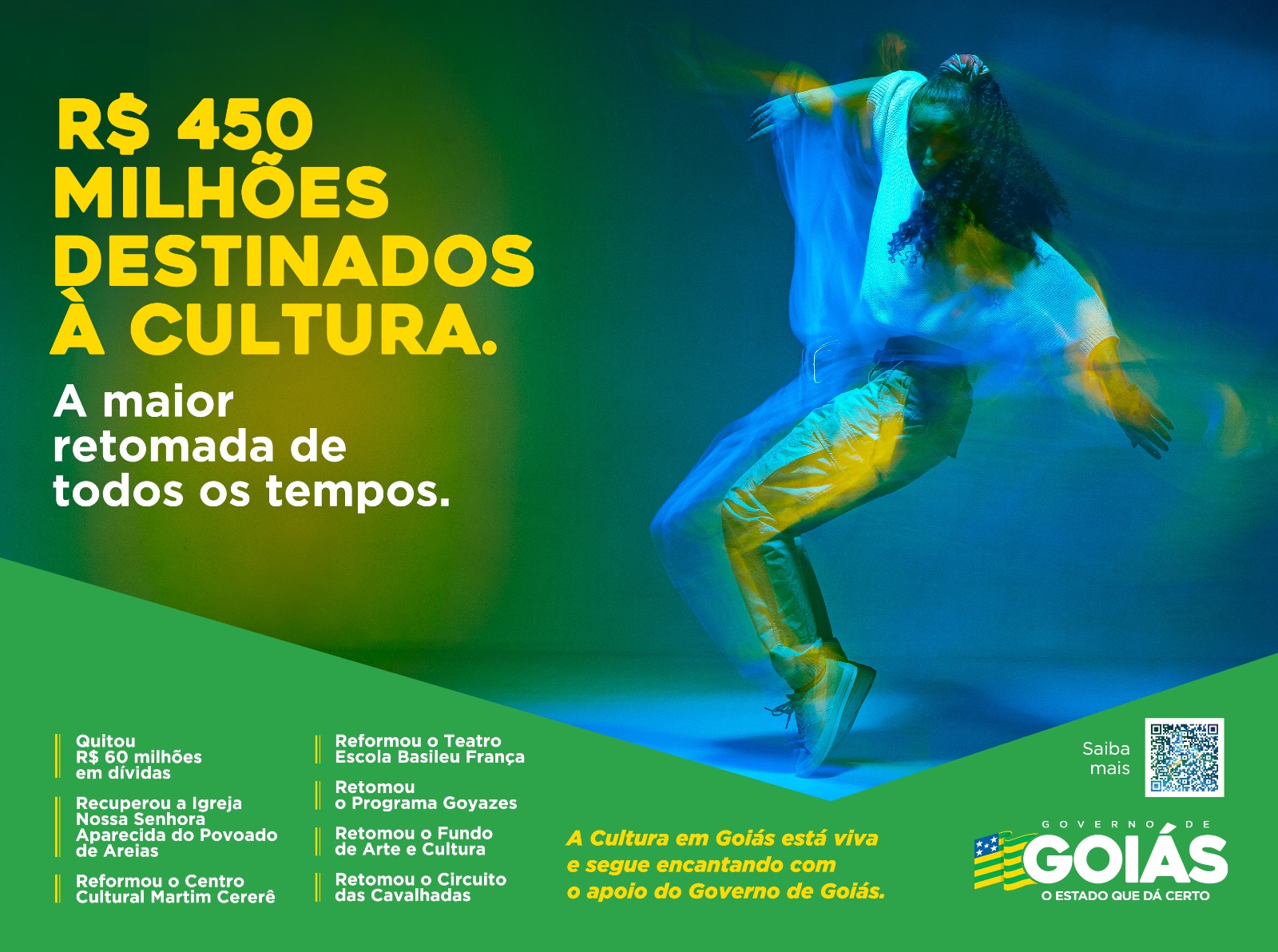 Governo de Goiás investe R$ 450 milhões no setor cultural em 5 anos. Somente em 2023, o aporte já ultrapassa R$ 54 milhões