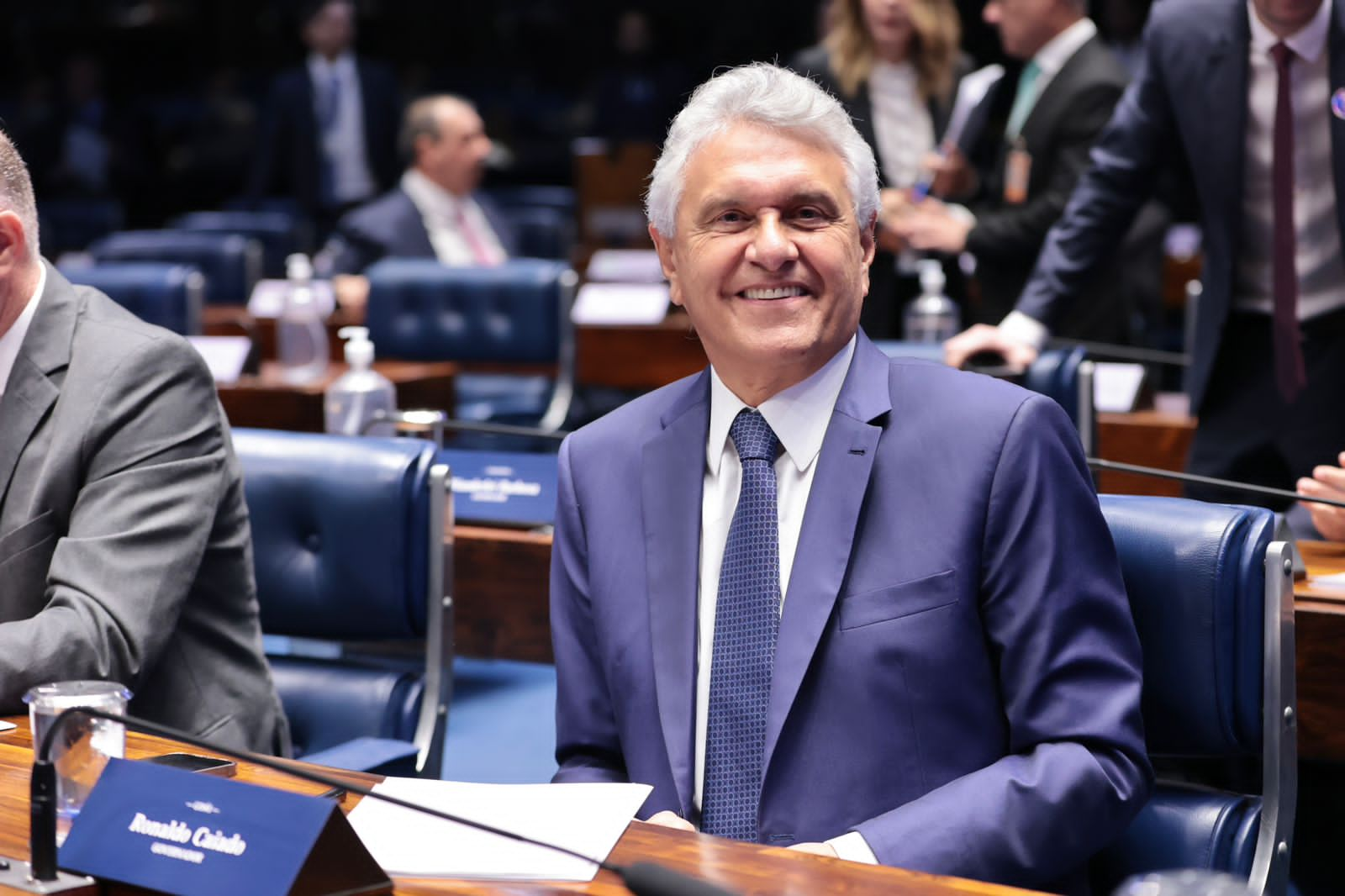 Governador Ronaldo Caiado durante sessão temática de debates sobre a Reforma Tributária no Senado Federal, em Brasília