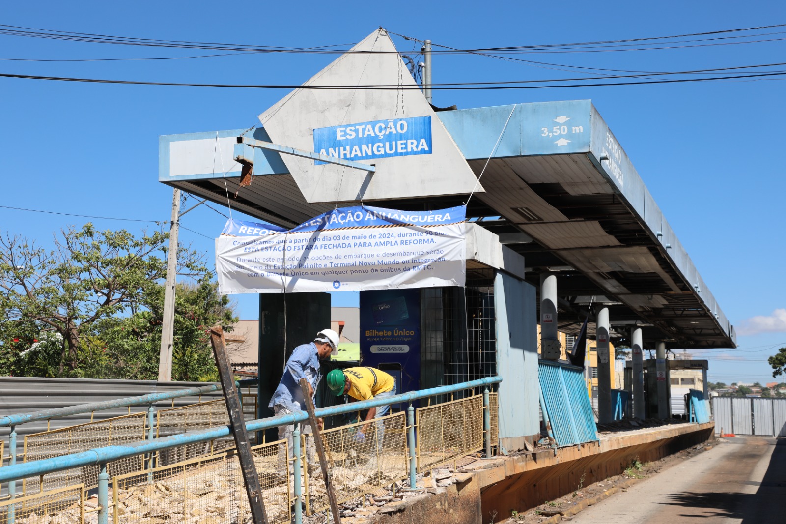 Estação do Eixo Anhanguera localizada no Jardim Novo Mundo passa por revitalização, com previsão de entrega em três meses