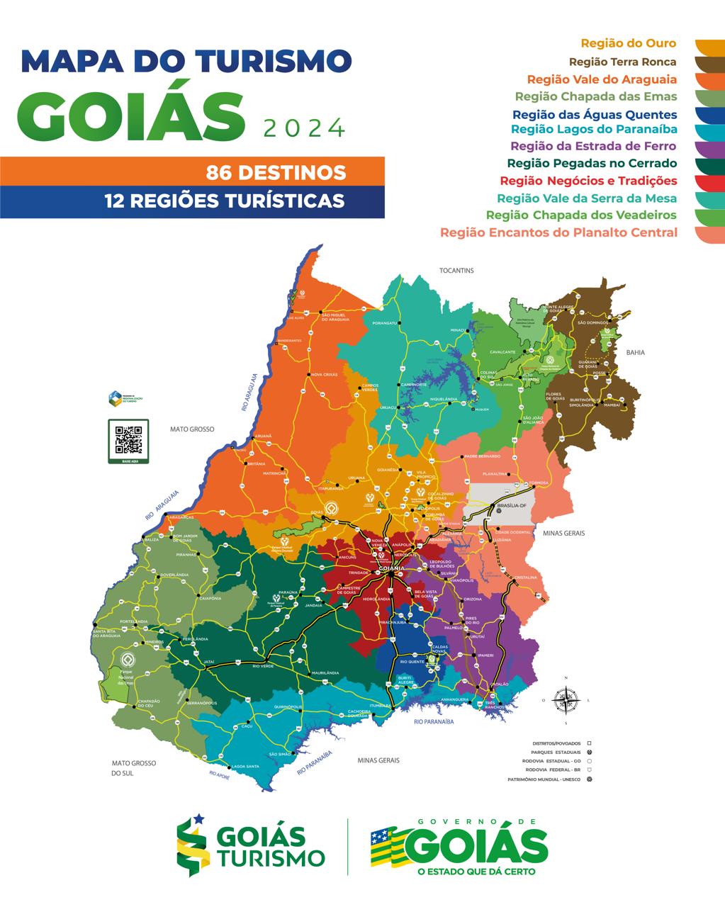 Novo Mapa do Turismo de Goiás conta com 86 municípios distribuídos em 12 regiões turísticas