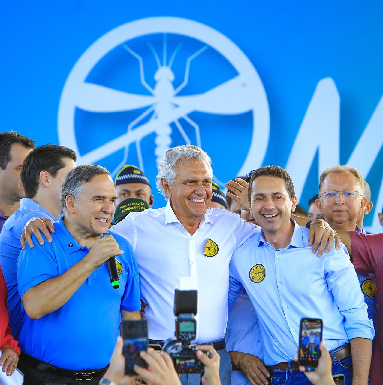 Governador Ronaldo Caiado e prefeitos Sandro Mabel e Leandro Vilela abrem o mutirão de combate à dengue, trabalho conjunto para enfrentar a doença