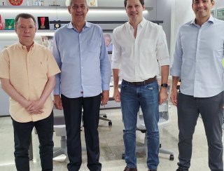 Deputados Jamil Calife (Estadual), José Nelto (Federal) e o prefeito Velomar Rios se reúnem com o vice governador Daniel Vilela, para fortalecer o desenvolvimento de Catalão e da região