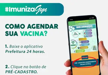 Acesse o #ImunizaGyn e faça seu agendamento de vacinação via aplicativo (Reprodução / Secom Goiânia)