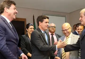Renato Ribeiro sendo recebido no PL, pela cúpula nacional do partido 