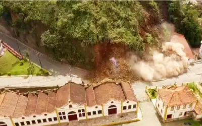 Ouro Preto - MG: Deslizamento de terra destrói casarões históricos do centro da cidade