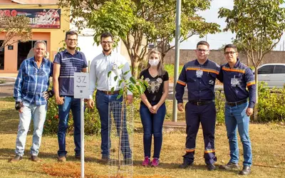 Ouvidor: SEMMA e Empresa Fagundes realiza plantio de mudas frutíferas em praça e rotatória da cidade 