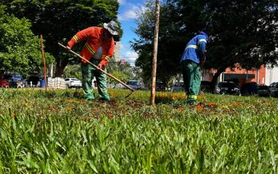 Goiânia: Prefeitura via Comurg realiza manutenção dos canteiros da Praça Tamandaré e outros pontos da capital